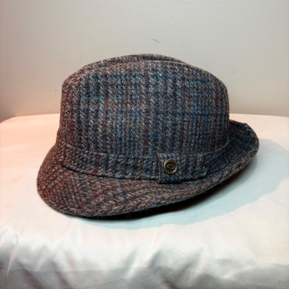 Pendleton Vintage 100% Virgin Wool Tweed Plaid Fedora Trilby Hat Brown Multi USA